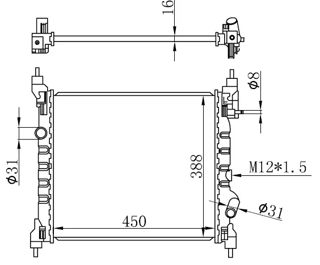 ORIS-IS00 Radyatör Brazing Chevrolet Spark 1.2i 10 > Mek 450x388x16