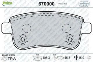VALEO-DV00 Disk Fren Balata Arka Renault Fluence 1-6d 13-grand Scenic 08-megane Cc 08-megan